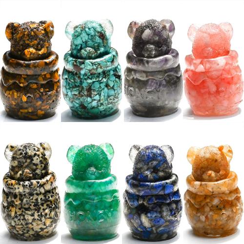 Fashion Decoration, Gemstone, with Resin, Bear, for home and office & different materials for choice, more colors for choice, 37x52mm, Sold By PC