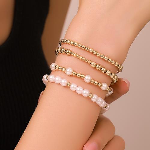 Brass Bracelet & Bangle, with Plastic Pearl, different styles for choice & for woman, more colors for choice, nickel, lead & cadmium free, Sold By PC