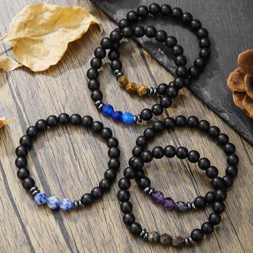 Gemstone Bracelets, Abrazine Stone, with Gemstone, Unisex, more colors for choice, Sold By PC