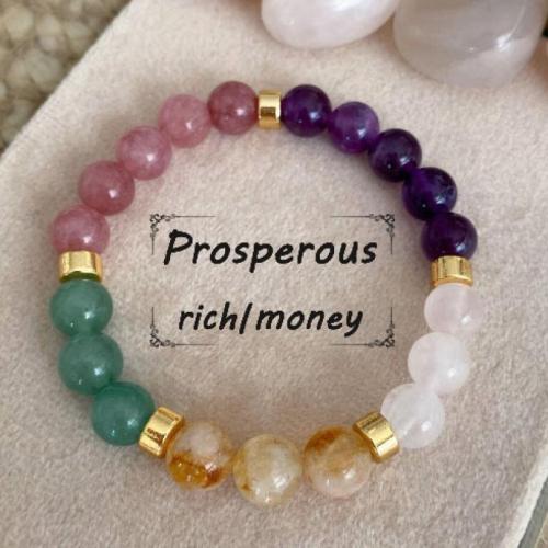 Quartz Bracelets, Rose Quartz, with Amethyst & Citrine, for woman, mixed colors, Length:16 cm, Sold By PC