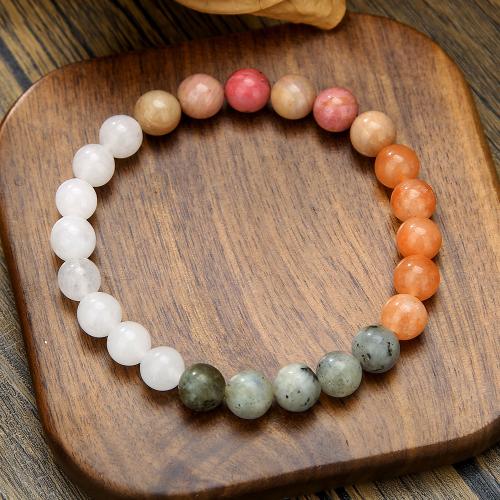 Bracelets quartz, quartz rose, avec Labradorite & quartz clair, pour femme, couleurs mélangées, Longueur:16 cm, Vendu par PC