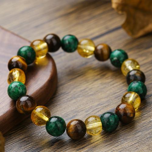 Fashion Turquoise Bracelets, African Turquoise, with Tiger Eye, Unisex, mixed colors, Length:16 cm, Sold By PC