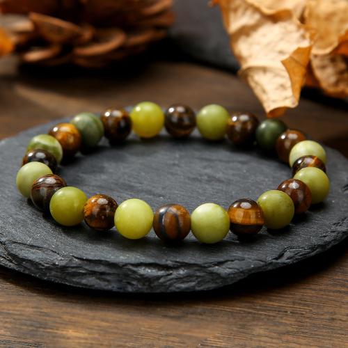 Bracelets naturelles Tiger Eye, oeil de tigre, unisexe, couleurs mélangées, Longueur:16 cm, Vendu par PC