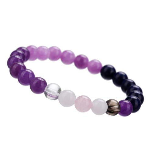 Quarz Armbänder, Amethyst, mit Lotos Jaspis & Rosenquarz, unisex, gemischte Farben, Länge:16 cm, verkauft von PC