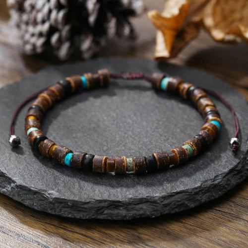 Wood Bracelets, with turquoise & Elastic Thread, Unisex & different styles for choice, more colors for choice, Sold By PC