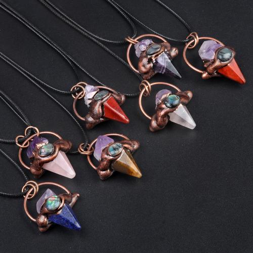 Collier bijoux de pierre gemme, Pierre naturelle, avec Corée-Corée & fer, bijoux de mode & différents matériaux pour le choix, plus de couleurs à choisir, Vendu par PC