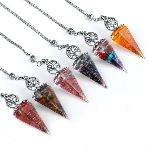 Natural Stone Pendulum, with Resin & Iron, fashion jewelry & different materials for choice, more colors for choice, Sold By PC