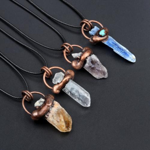 Natural Gemstone Necklace, Natural Stone, with Korean Waxed Cord & Iron, fashion jewelry & different materials for choice, more colors for choice, Sold By PC