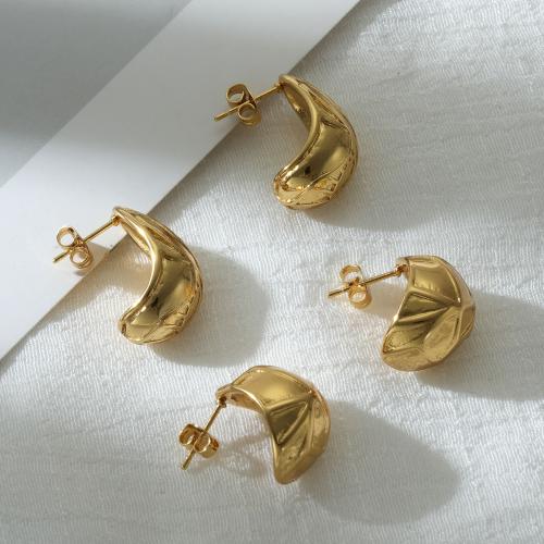 Pendientes de Acero Inoxidable, acero inoxidable 304, 18K chapado en oro, Joyería & diferentes estilos para la opción & para mujer, Vendido por Par