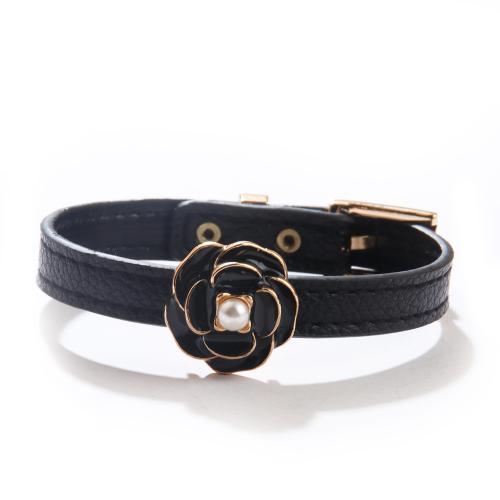 PU Leather Cord Bracelets, with Tibetan Style, plated, fashion jewelry & for woman & enamel, more colors for choice, Length:Approx 24 cm, Sold By PC