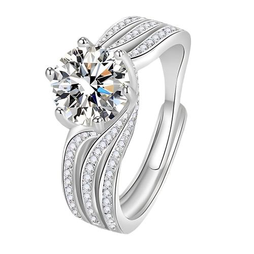 Bague en acier inoxydable zircons cubiques, Acier inoxydable 304, trois couches & pavé de micro zircon & pour femme, Vendu par PC