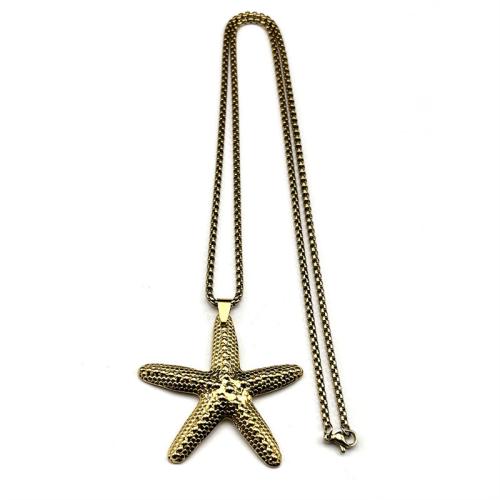 Stainless Steel Jewelry Necklace, 304 Stainless Steel, Starfish, plated, fashion jewelry & for woman, more colors for choice, Length:24 Inch, Sold By PC