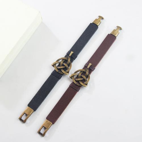 Cowhide Bracelet, with Tibetan Style, plated, fashion jewelry & different length for choice & Unisex, more colors for choice, Length:21.5 cm, Sold By PC