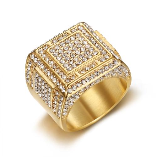 Strass en acier inoxydable Bague, Acier inoxydable 304, Placage, normes différentes pour le choix & pour homme & avec strass, plus de couleurs à choisir, Vendu par PC