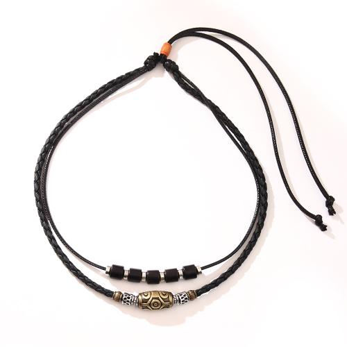 Tibetan Style Jewelry Sets, with Wax Cord, plated, Double Layer & different styles for choice & for man, black, Sold By PC