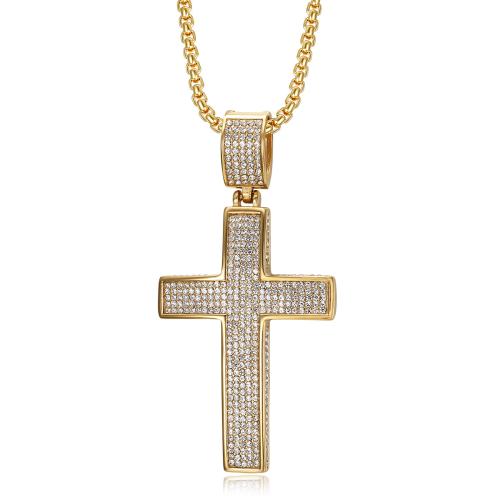 Stainless Steel Cross Pendants, 304 Stainless Steel, plated, DIY & different styles for choice & with rhinestone, more colors for choice, Sold By PC