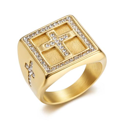 Strass en acier inoxydable Bague, Acier inoxydable 304, Placage, normes différentes pour le choix & pour homme & avec strass, plus de couleurs à choisir, Vendu par PC