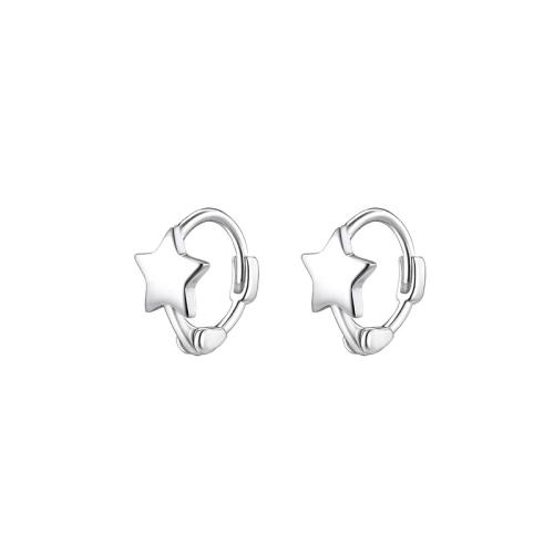 Brass Leverback Earring, Star, plated, for woman, platinum color, About 6mm star, inner diameter 8mm, Sold By Pair