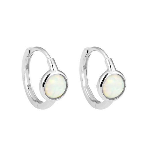 Brass Leverback Earring, with Opal, plated, for woman, platinum color, Approx. Inner diameter 8MM, Sold By Pair