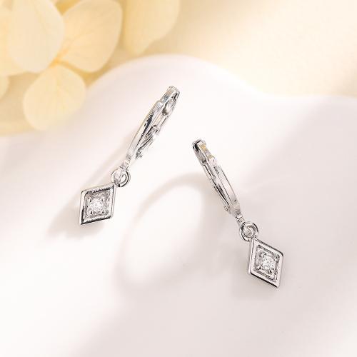 Boucles d'oreilles en laiton zircon cubique pavent, Placage, pavé de micro zircon & pour femme, couleur platine, 22mm, Vendu par paire