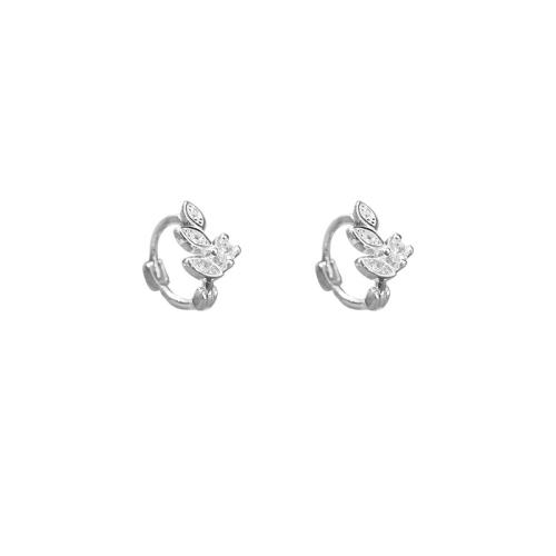 Boucles d'oreilles en laiton zircon cubique pavent, Placage, pavé de micro zircon & pour femme, couleur platine, Approx. Inner diameter 8MM, Vendu par paire