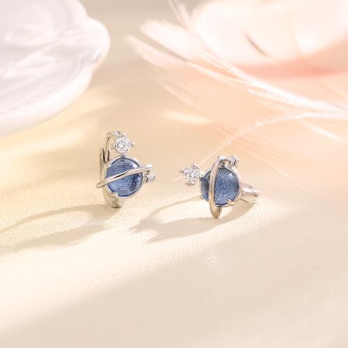 Boucles d'oreilles en laiton zircon cubique pavent, avec chalumeau, Placage, pavé de micro zircon & pour femme, couleur platine, 9x9mm, Vendu par paire