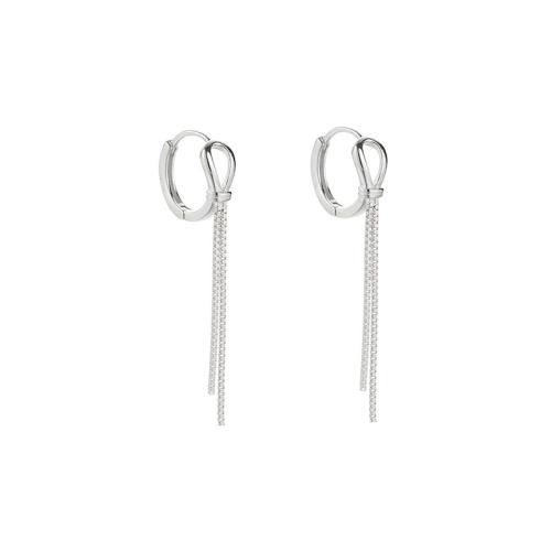 Huggie Hoop Drop Earring, Brass, plated, for woman, platinum color, 40x5mm, Sold By Pair