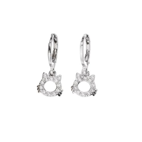 Cúbicos Circonia Pendiente Latón Micro pavimenta, metal, chapado, micro arcilla de zirconia cúbica & para mujer, color de platina, 22mm, Vendido por Par