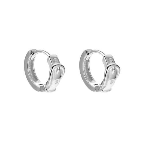 Laiton Leverback boucle d'oreille, Placage, pour femme, couleur platine, Width about 4mm, inner diameter about 8mm, Vendu par paire