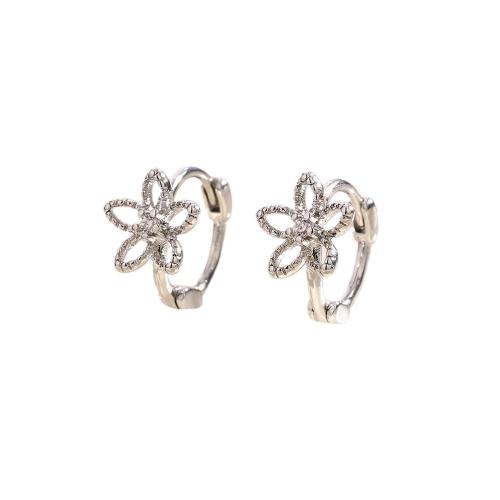 Boucles d'oreilles en laiton zircon cubique pavent, Placage, pavé de micro zircon & pour femme, couleur platine, Inner diameter 8MM, Vendu par paire