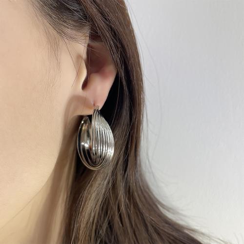 Laiton Leverback boucle d'oreille, Placage, pour femme, couleur platine, 35mm, Vendu par PC