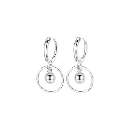 Huggie Hoop Drop Earring, Brass, plated, for woman, platinum color, 24mm, Sold By Pair