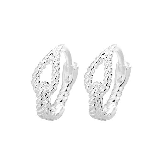 Huggie Hoop Drop Earring, Brass, plated, for woman, silver color, Width about 4mm, inner diameter about 8mm, Sold By Pair