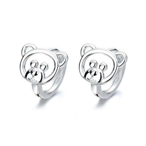 Brass Leverback Earring, plated, for woman, platinum color, Bear ear buckle: 5*6MM, diameter 12MM, Sold By Pair