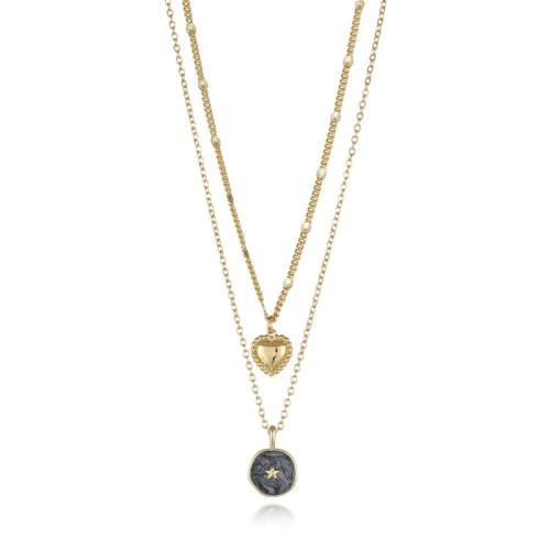 Brass Necklace, with 5cm extender chain, plated, for woman & enamel, more colors for choice, Length:Approx 50 cm, Sold By PC