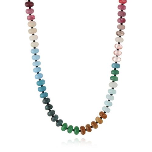 Natural Gemstone Necklace, with 5cm extender chain, handmade, different styles for choice & for woman, multi-colored, Length:Approx 44 cm, Sold By PC