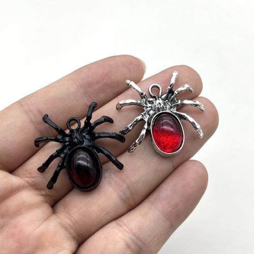 Tibetan Style Animal Pendants, with Gemstone, Spider, plated, DIY, more colors for choice, 100PCs/Bag, Sold By Bag