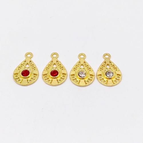 Tibetan Style Rhinestone Pendants, antique gold color plated, DIY & with rhinestone, more colors for choice, 20x13mm, 100PCs/Bag, Sold By Bag