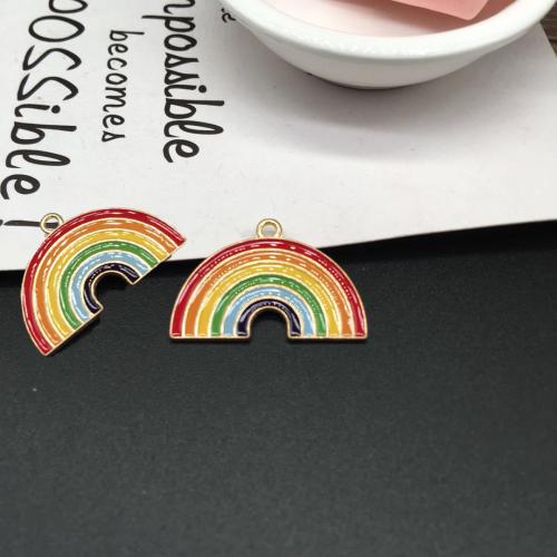 Zink-Legierung-Emaille-Anhänger, Zinklegierung, Regenbogen, plattiert, DIY, 21x33mm, 100PCs/Tasche, verkauft von Tasche