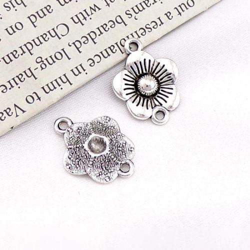 Flower Tibetan Style Connector, silver color plated, DIY & 1/1 loop, nickel, lead & cadmium free, 100PCs/Bag, Sold By Bag