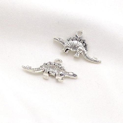 Tibetan Style Animal Pendants, Dinosaur, silver color plated, DIY, nickel, lead & cadmium free, 26x14x3.80mm, 100PCs/Bag, Sold By Bag