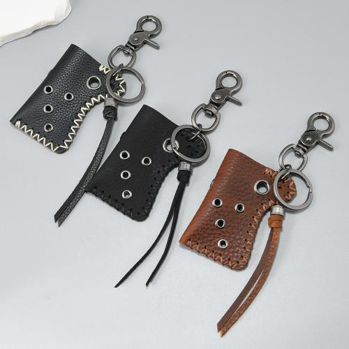 Tibetan Style Key Clasp, with Cowhide, fashion jewelry & Unisex, more colors for choice, Sold By PC