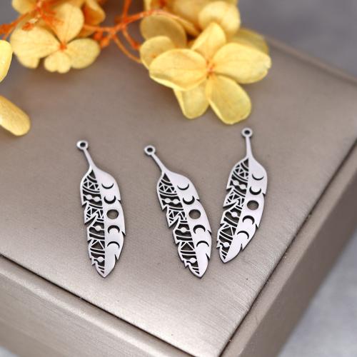 Stainless Steel Pendants, 304 Stainless Steel, Leaf, plated, DIY & hollow, original color, Sold By PC