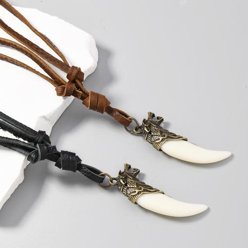 Cowhide Necklace, with Tibetan Style, handmade, fashion jewelry & for man, more colors for choice, Sold By PC