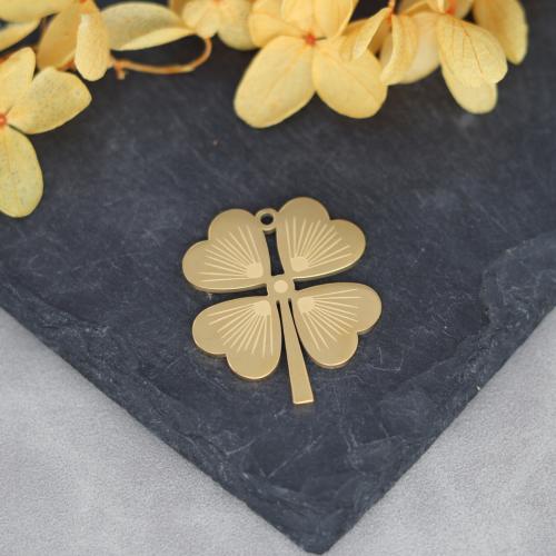 Stainless Steel Pendants, 304 Stainless Steel, Four Leaf Clover, plated, DIY & hollow, more colors for choice, Sold By PC