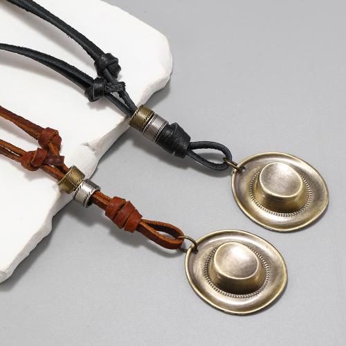 Sweater Chain Necklace, Cowhide, with Tibetan Style, handmade, fashion jewelry & Unisex, more colors for choice, Sold By PC