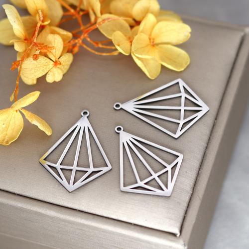 Stainless Steel Pendants, 304 Stainless Steel, Triangle, plated, DIY & hollow, original color, Sold By PC