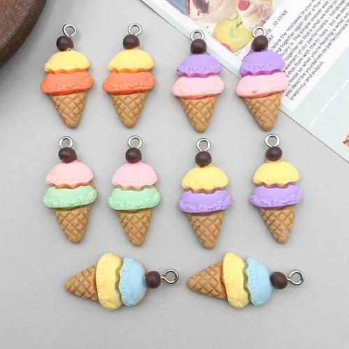 Tibetan Style Pendants, with Resin & Plastic, Ice Cream, plated, DIY, more colors for choice, 100PCs/Bag, Sold By Bag