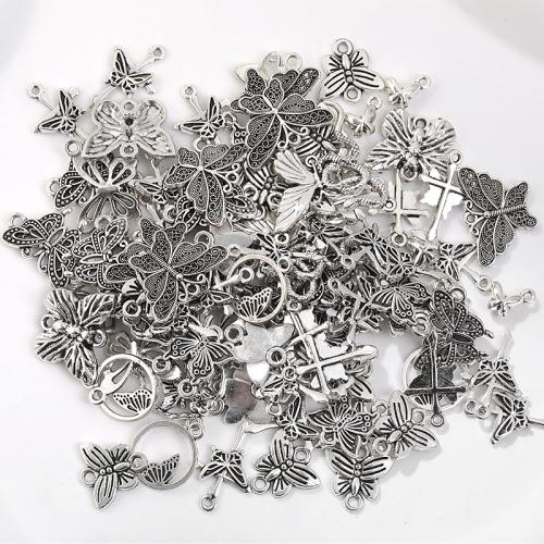 Tibetan Style Animal Pendants, Butterfly, antique silver color plated, random style & DIY, 100G/Bag, Sold By Bag