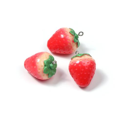 Acrylic Pendants, Strawberry, plated, DIY & different styles for choice, more colors for choice, 100PCs/Bag, Sold By Bag